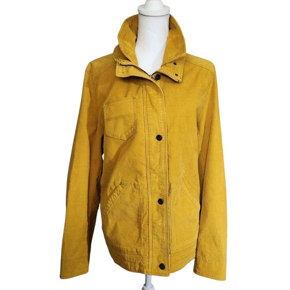 Eddie Bauer Corduroy Jacket Double Collar Pockets Goldenrod Yellow Women Size XL